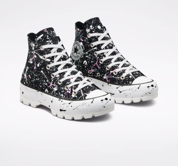 Converse Chuck Taylor All Star Lugged Paint Splatter Visoke Superge Črna / Siva / Roza | CV-491VNS