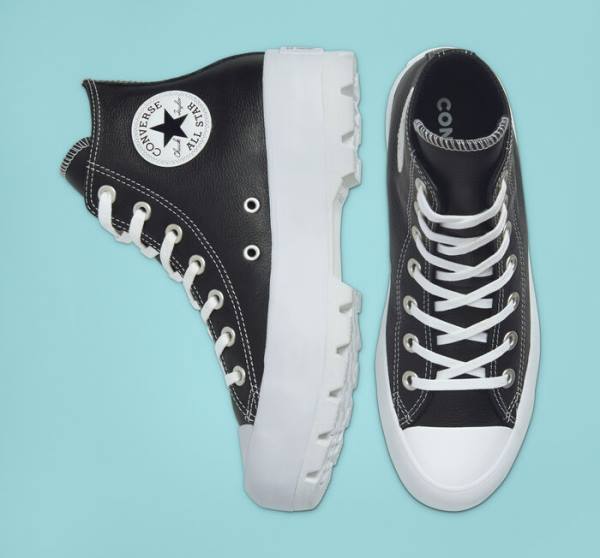 Converse Chuck Taylor All Star Lugged Usnje Visoke Superge Črna / Bela | CV-517CJN