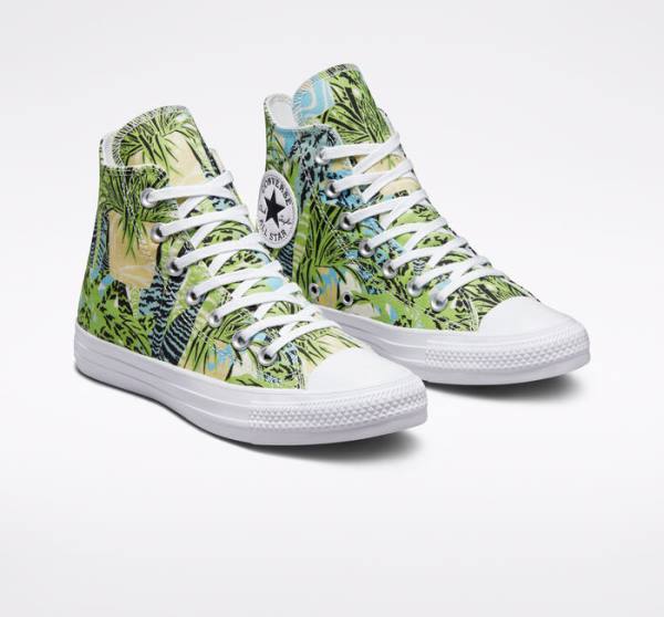 Converse Chuck Taylor All Star Tropical Florals Visoke Superge Svetloba Zelena / Bela | CV-089LWM