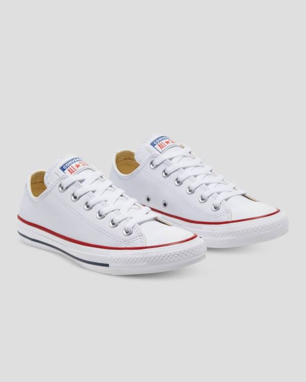 Converse Chuck Taylor All Star Usnje Nizke Superge Bela | CV-325FLN