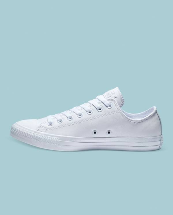 Converse Chuck Taylor All Star Usnje Nizke Superge Bela | CV-693YFV