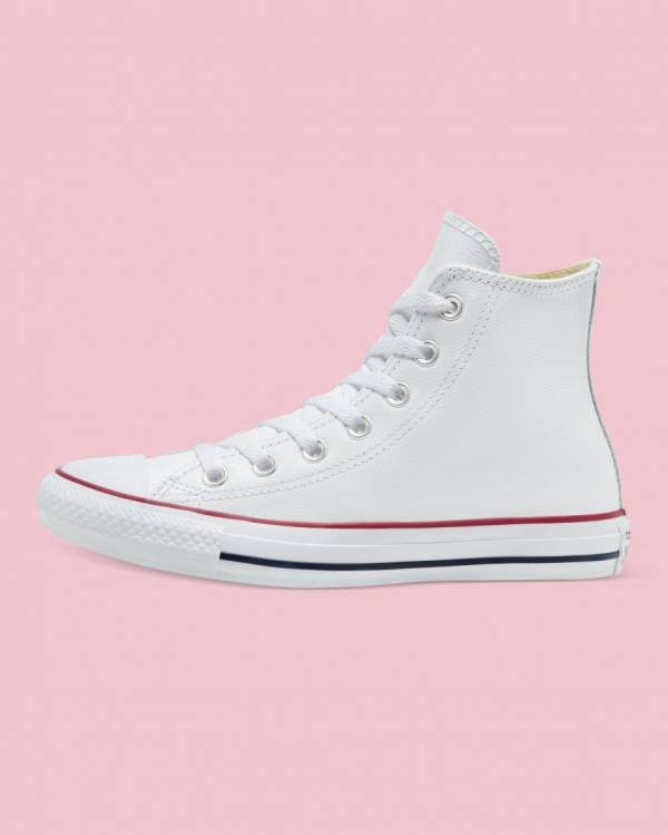 Converse Chuck Taylor All Star Usnje Visoke Superge Bela | CV-126FIT