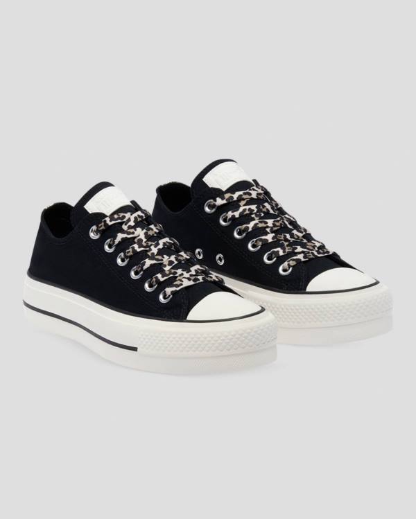 Converse Chuck Taylor Lift Archive Print Platform Nizke Superge Črna | CV-945HFK