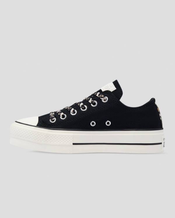 Converse Chuck Taylor Lift Archive Print Platform Nizke Superge Črna | CV-945HFK