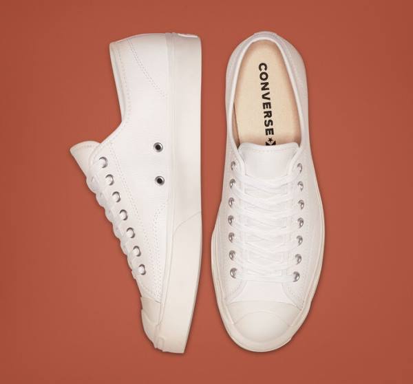 Converse Jack Purcell Usnje Nizke Superge Bela / Bela / Bela | CV-146XDO