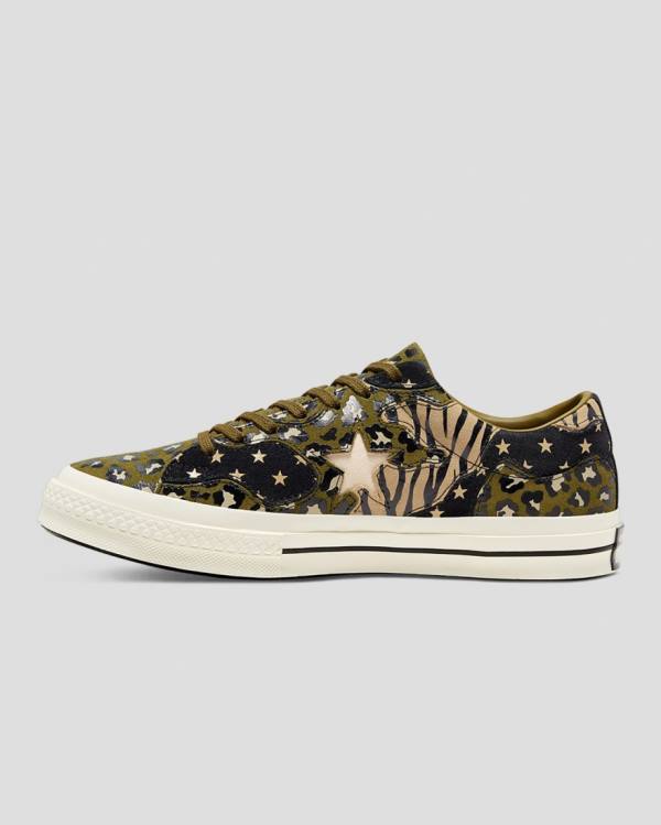 Converse One Star Archive Print Mix Nizke Superge Olivno Zelene Leopárd | CV-271NEK