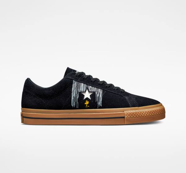 Converse Peanuts One Star Nizke Superge Črna / Oranžna | CV-598QWO