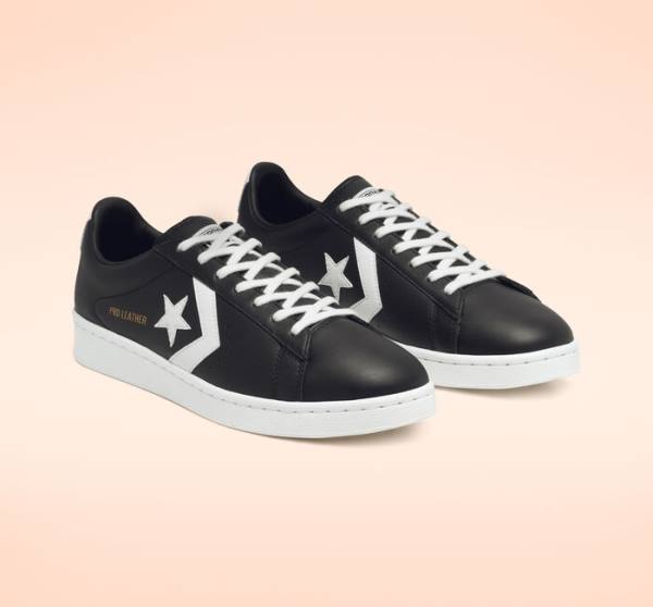 Converse Pro Usnje Nizke Superge Črna / Bela | CV-486SER