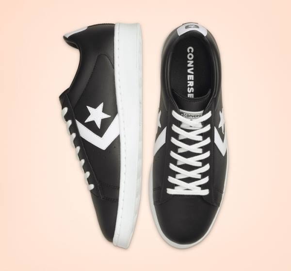 Converse Pro Usnje Nizke Superge Črna / Bela | CV-945BEW